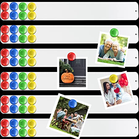 6 Pieces Magnetic Whiteboard Strip Stainless Iron Board Strips Bulletin Bar Board Memo Strip with 48 Pieces Colorful Magnets for School Office Home