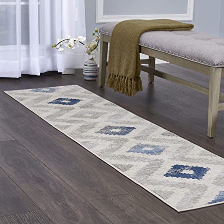 Home Dynamix Melrose Maritza Area Rug, 1'8" x 7'2" Runner, Blue/Ivory