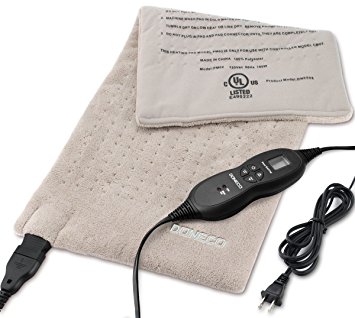DONECO King Size XpressHeat Heating Pad (12 x 24") - Heat Therapy Helps Reduce Muscle Cramps and Soreness - Features 6 Temperature Settings and Adjustable LCD Controller - Machine Washable Microplush