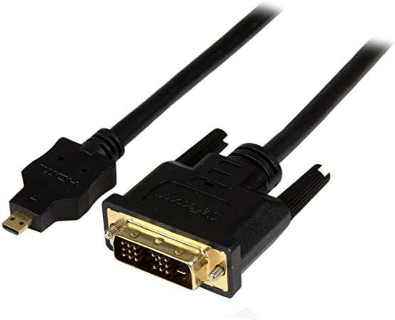 StarTech.com 2m Micro HDMI to DVI-D Cable - M/M - 2 meter Micro HDMI to DVI Cable - 19 pin HDMI (D) Male to DVI-D Male - 1920x1200 Video (HDDDVIMM2M),Black,6 ft / 2m