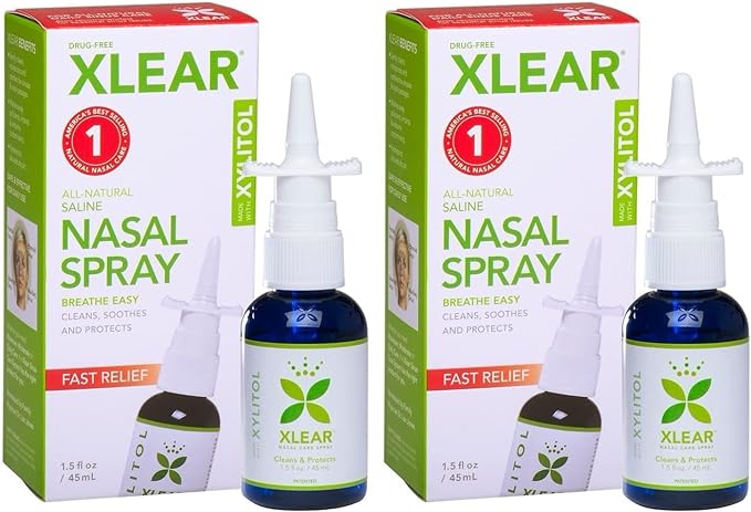 Xlear Nasal Spray, Natural Saline Nasal Spray with Xylitol, Nose Moisturizer for Kids and Adults, 45 ml (Pack of 1)