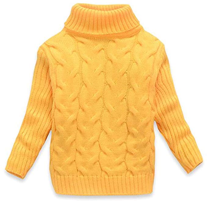 LIGHFOOT Baby Kids Boys Girls Long Sleeves high Collar Twist Knit Sweater Keep Warm