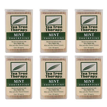 Tea Tree Therapy - Tea Tree & Menthol Toothpicks 100-Count (Pack of 6)