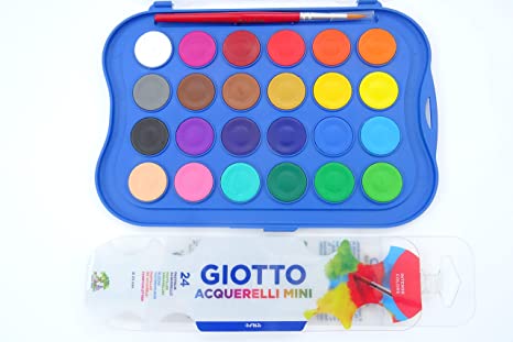 Giotto 24 Watercolour Paint Brush Blocks - Palette - Kids Art Children Artists