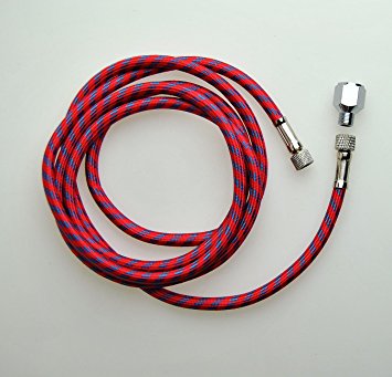 Weberdisplays 6' Ft Long Braided Airbrush Hose with 1/8 inch to 1/8 inch BSP fittings and One 1/8" to 1/4" end Coupling Coupler Fitting For Air Brush