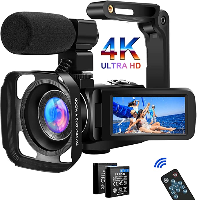 Video Camera Camcorder 4K Digital YouTube Vlogging Camera,30M 18X Digital Zoom Camcorder 3 in Touch Screen Camcorder with Microphone Handhold Stabilizer