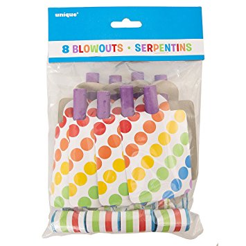 Rainbow Party Blowers, 8ct