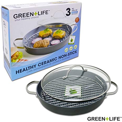 GreenLife Non-Stick Gourmet Hard Anodized Healthy Grill