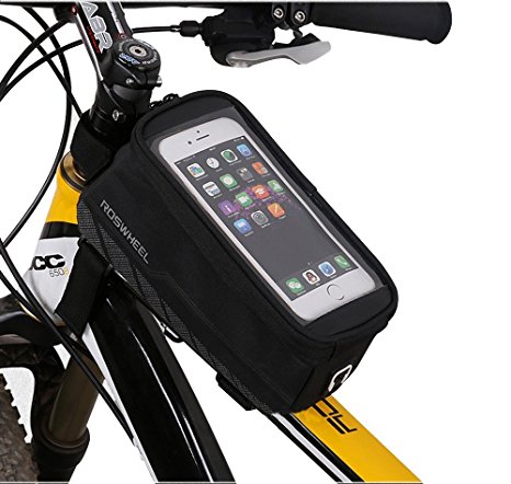 BicycleStore Bicycle Smart Phone Bag Outdoor Cycling Mountain Road MTB Bike Frame Front Tube Bag for Cellp Phone PVC 5.2" 5.7" Black