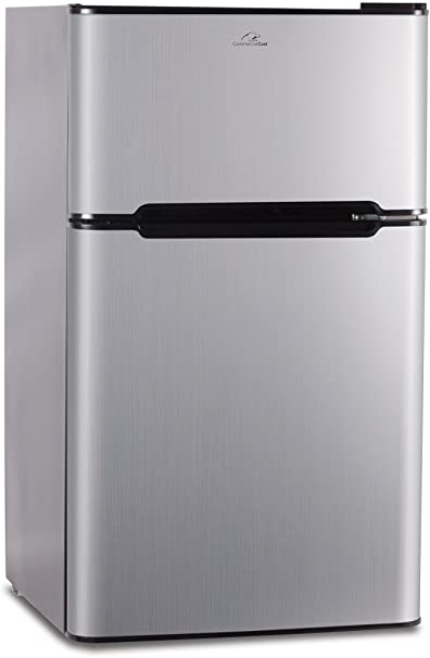 Commercial Cool CCRD32V 3.2 Cu.Ft. Compact Double Door Fridge with True Freezer and R600a Refrigerant, Stainless Steel VCM, R600a
