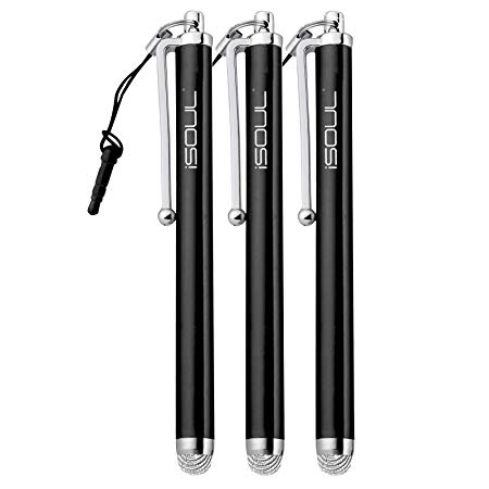 ISOUL Stylus Touch Pen, [3 PACK] Styli Capacitive Touchscreen Pen Aluminum Stylus For All Smartphones, iPhone, iPad Mini, Pro, Galaxy, Note, Tab, Nexus, Nokia, Blackberry, OnePlus, Stylus Pens for Tablets, Long Stylus Pens for all Capacitive Screen Devices