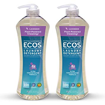 Earth Friendly Products Ecos 4X Ultra Concentrated Liquid Laundry Detergent, 200 Loads, 2 x 50 oz Lavender (2Count)