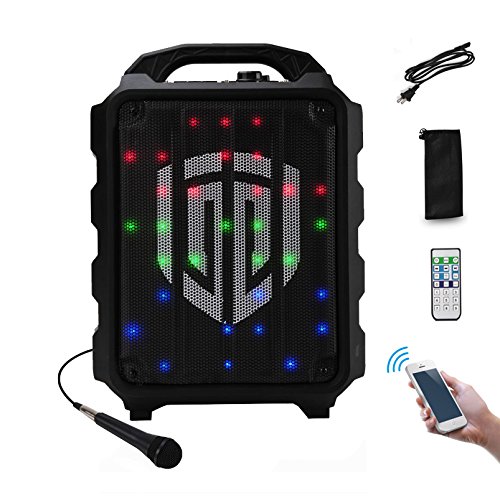 PRORECK FREEDOM 8 Portable 8-Inch 2-Way Rechargeable Powered Dj/PA Speaker System with Wired Microphone LED Lights Function Bluetooth/USB Drive / FM Radio/Remote Control