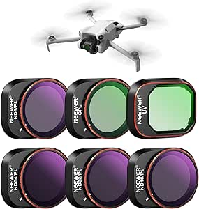 NEEWER ND/PL Filter Set Compatible with DJI Mini 4 Pro, 6 Pack UV CPL ND8/PL ND16/PL ND32/PL ND64/PL Polarizer Neutral Density Drone Lens Accessories, Multi Coated HD Optical Glass/Aluminum Frame