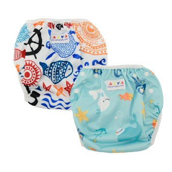 Alva Baby 2pcs Pack One Size Reuseable Washable Swim Diapers DYK05-06