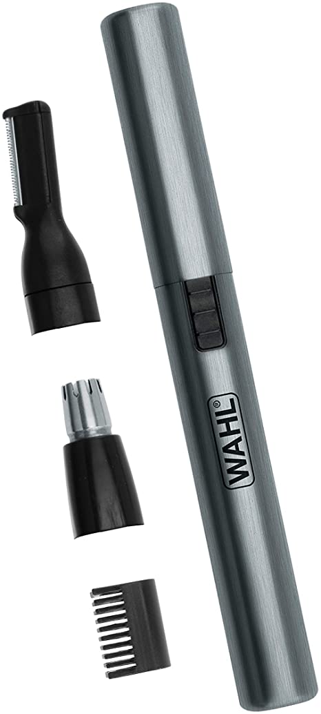 Wahl Micro Groomsman Personal Pen Trimmer & Detailer for Hygienic Grooming with Rinseable, Interchangeable Heads for Eyebrows, Neckline, Nose, Ears, & Other Detailing - Model 5640-600