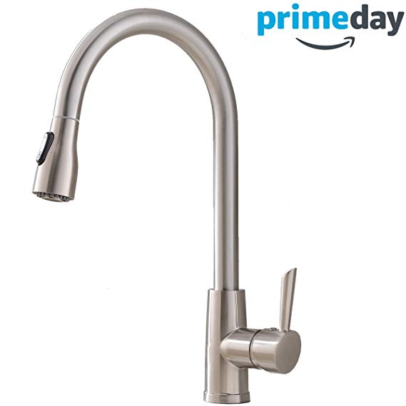 High Arch 360 Degree Stainless Steel Pull Down Sprayer Brushed Nickel Kitchen Faucet