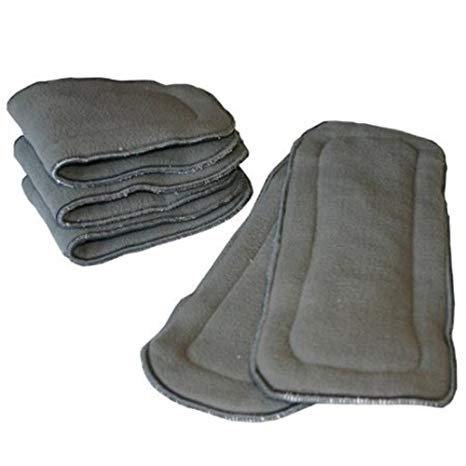 LBB(TM) 5 Layer Charcoal Bamboo Fiber Inserts Reusable Liners for Cloth Diapers include 6 pieces