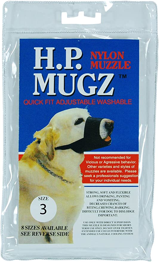 Hamilton H.P. Mugz Adjustable Quick Fit Nylon Soft Dog Muzzle, 7 to 7-1/2-Inch, Black