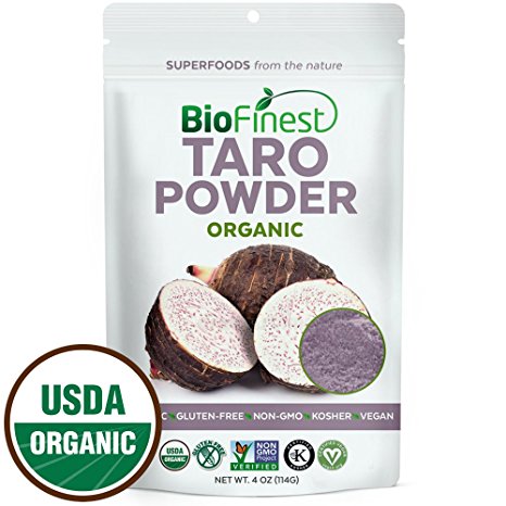 Biofinest Taro Powder -100% Pure Antioxidants Superfood - USDA Certified Organic Kosher Vegan Raw Non-GMO - Boost Digestion Weight Loss Detox - For Smoothie Bubble Tea Beverage (4 oz Resealable Bag)