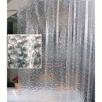 JBtek 3D Effect Bathroom Curtain 3D Water Cube Mold & Mildew Free Shower Curtain Shower Liner 100% EVA with Plastic Hooks (White)