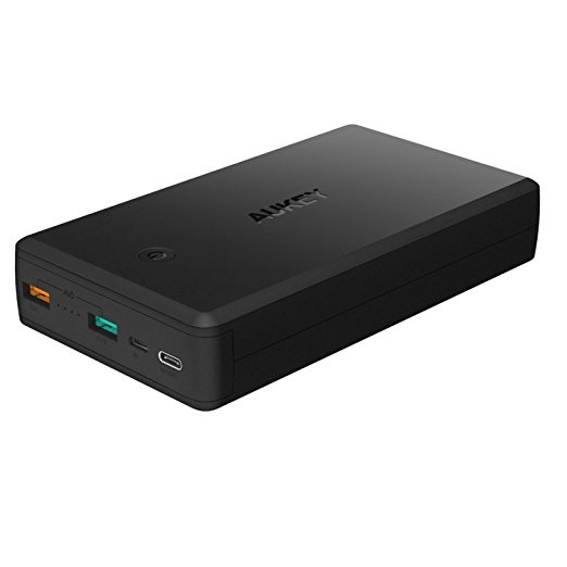 AUKEY USB C Power Bank 26500mAh with Quick Charge 3.0, Portable Charger with 2 Ports Output and 2 Inputs for iPhone X/ 8/ Plus/ 7/ 6s, Samsung S8 / S8, iPad, Tablet etc.