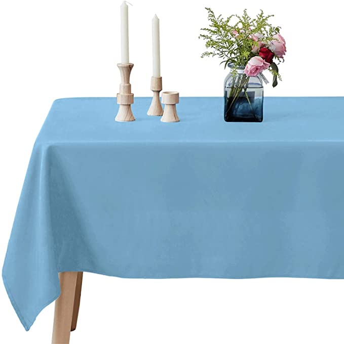 VEEYOO Rectangle Tablecloth - 60 x 102 Inch Polyester Table Cloth for 6 Foot Table - Soft Washable Oblong Baby Blue Table Cloths for Wedding, Parties, Restaurant, Dinner, Buffet Table and More