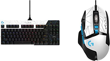 Logitech G PRO K/DA Mechanical Gaming Keyboard & 02 Hero K/DA High Performance Gaming Mouse - Hero 25K Sensor, 16.8 Million Color LIGHTSYNC RGB, 11 Programmable Buttons, On-Board Memory