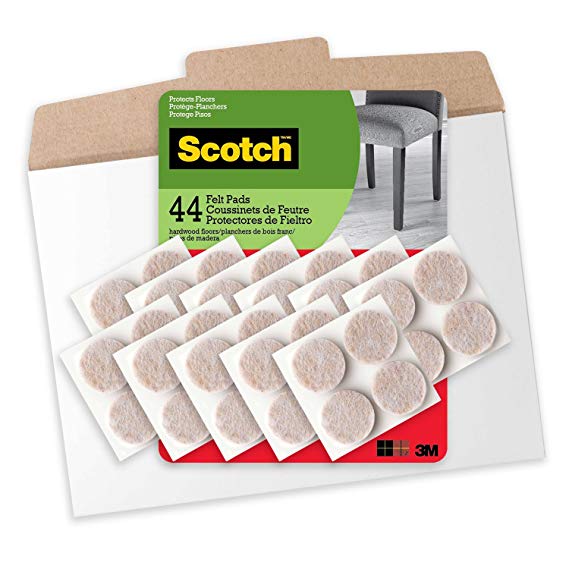 Scotch, FP801-44NA, 1 inch Felt Pads in Easy to Open Packaging, 44 Pads, Beige