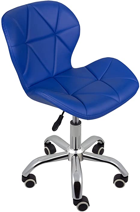 Charles Jacobs Dining/Office Swivel Chair with Chrome Legs with Wheels and Lift - Blue PU