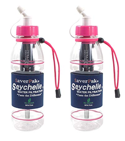 $averPak 2 Pack - Includes 2 Seychelle 20oz Extreme Water Filter Bottles (Pink)