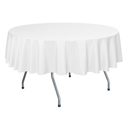 Ultimate Textile (5 Pack) 60-Inch Round Polyester Linen Tablecloth - for Wedding, Restaurant or Banquet use, White