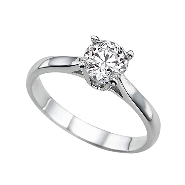 Moissanite Forever Classic 6.50MM (0.86CT Moissanite Weight,1.00CT Diamond Equivalent Weight) Engagement Ring 14K Gold