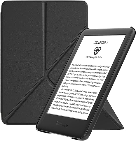 MoKo Case Fits 6" All-New Kindle (11th Generation-2022 Release), Origami Standing Shell Cover with Magnetic PC Back Cover for Kindle 2022 11th Gen e-Reader, Black