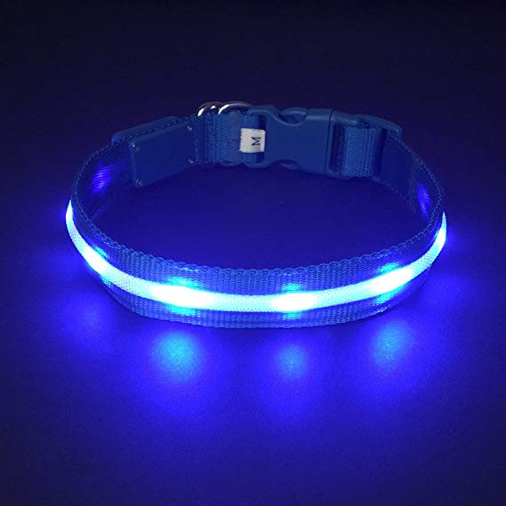 HOLDALL Led Flashing Dog Collar Light, USB Rechargeable Lighted Up Collars Glowing in Dark Make Pets Safe from Danger at Night.
