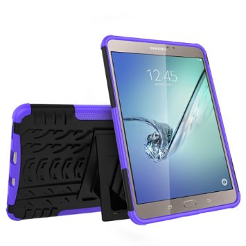 GoldCherry Shockproof Heavy Duty Rugged Hybrid Kickstand Case for Samsung Galaxy Tab S2 T710 8.0" (Galaxy Tab S2 T710 8.0 Inches , Purple )