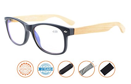 UV Protection,Anti Blue Rays,Reduce Eyestrain,Bamboo Temples Computer Reading Glasses