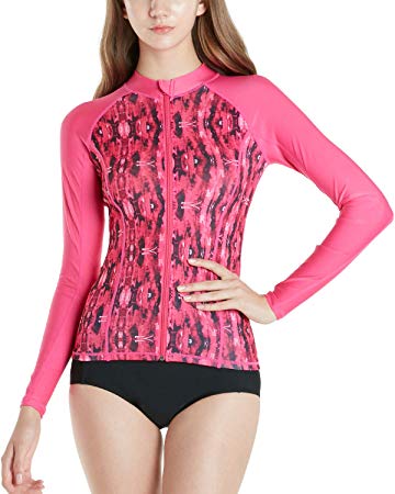 Tesla Women's UPF 50  Zip Front Long Sleeve Top Rashguard Swimsuit FSZ01 / FSZ11