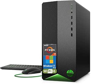 HP Pavilion Tower Desktop Computer, Octa-Core AMD Ryzen 7 5700G (Beat i7-11700K), 32GB DDR4 RAM, 1TB PCIe SSD, WiFi 6, Bluetooth, RJ-45, HDMI, VGA, Keyboard and Mouse, Windows 11 Pro, WE/PGPY