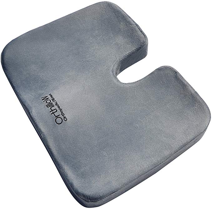 NON SLIP Coccyx U-Shaped Orthopedic Seat Comfort Cushion for Lower Back Pain Tailbone Sciatica Relief and Support. Best, Firm Memory Foam. Extra Soft for Maternity, Car, Bed, and Travel. Grey.