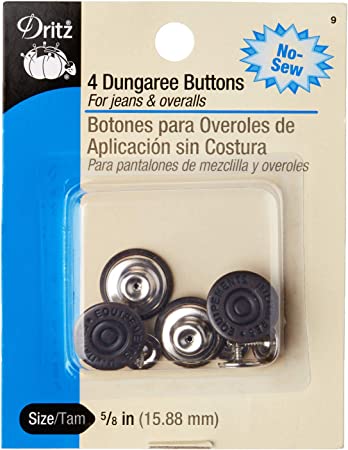 Dritz No-Sew Dungaree Buttons - Copper