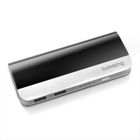 Lumsing Harmonica Series Dual-usb Portable Battery Charger 10400mah External Power Bank for Iphone 6s 6 Plus 6 5s 5 Ipad Air Mini Samsung Galaxy S6 Edge S6 S5 Nexus HTC Gopro and More Black
