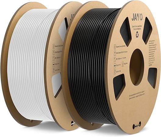 JAYO PLA 3D Printer Filament, 1.75mm PLA Printing Material Dimensional Accuracy /- 0.02mm, 2.2KG Spool Consumables Fit for FDM 3D Printers, PLA Black White