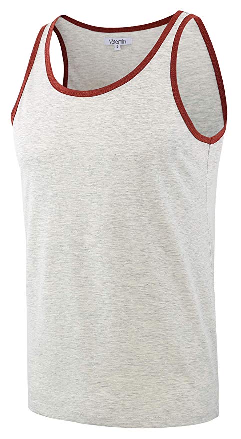 Vetemin Mens Premium Basic Solid Vintage Athletic Jersey Tank Top Casual Shirts