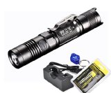 Rechargeable Bundle 2015 Version 1000 Lumens Nitecore P12 Compact Tactical LED Flashlight Genuine Nitecore 18650 Charger and Bright Lumentac Keychain Light