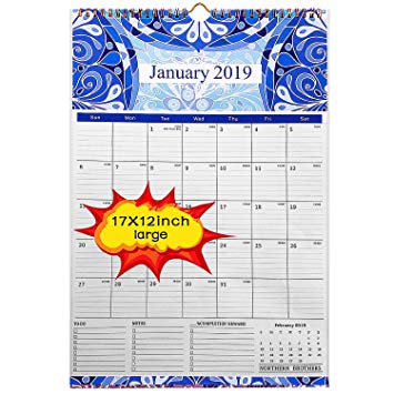 2019 Wall Calendar - 2019 calendar 17x12 inch Monthly Wall Calendar - Academic Year Wall Calendar runs from October 2018 through December 2019,Wirebound
