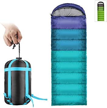 ieGeek Sleeping Bag, Lightweight Envelope Sleeping Bags with Compression Sack Portable Waterproof for 3 Season Travel Camping Hiking Backpacking Outdoor Activities,Ultra-Large for Kid/Adults