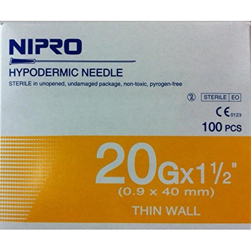 NIPRO HYPODERMIC Dispensing NEEDLE 20g x 1 1/2"(0.9 x 40 mm)100 pieces