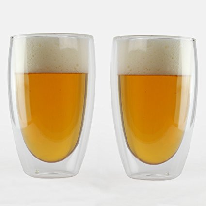 KOFFI ® KUP - Double Walled Glasses 450ml (15.8oz) - Borosilicate Glass - For Tea, Coffee, Latte, Cappuccino, Beer & AeroPress (450ml)