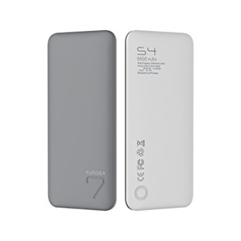Puridea S4 6600 mAh Power Bank, Dual USB Portable Charger External Battery Backup Pack for Apple iPhone 4 5 6 Plus Samsung HTC Nokia LG Sony Blackberry,Gray